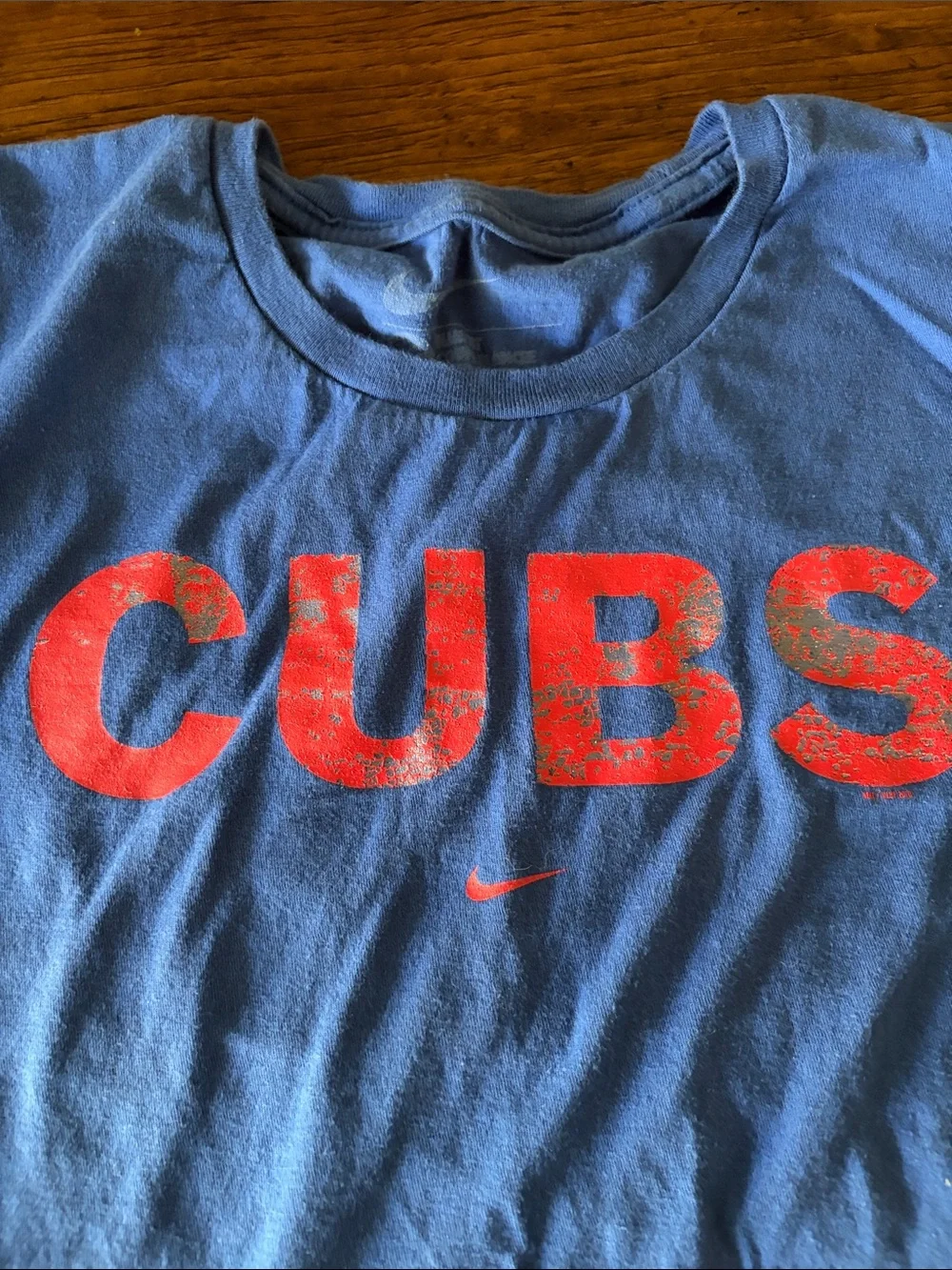 Nike Blue Short Sleeve Tee with Red CUBS Logo